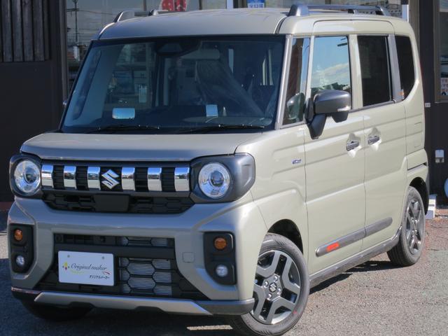 スペーシアギア ハイブリッドXZ 届出済未使用車 誤発進抑制機能 後方誤発進抑制機能 後退時ブレーキサポート(フロント・リヤ) 電動パーキング 全方位モニター付きコネクトナビ ヒートシーター 両側電動スライドドア アダプティブクルコン(4枚目)