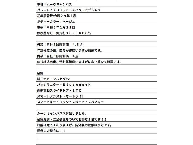 ムーヴキャンバス Xリミテッドメイクアップ SAII 純正ナビ/フルセグTV/Bluetooth/バックモニター/スマートアシスト/両側電動スライドドア/オートライト/オートエアコン/ISOFIX/スマートキー・プッシュスタート/スペアキー(10枚目)