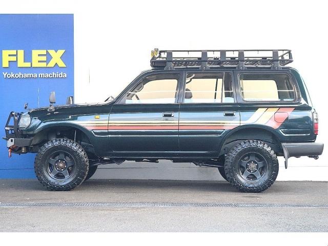 ランドクルーザー８０ ＶＸリミテッド　中期モデル　ＡＲＢバンパー　ルーフラック　ワークライト　リフトアップ　サイドデカール　フェンダーミラー　グリルマーカー　スモークテールレンズ　　ブラッドレーｖＡＷ　新品オープンカントリーＭＴタイヤ（9枚目）