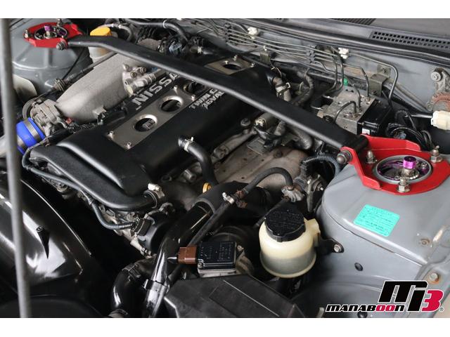 シルビア スペックＲエアロ　ＮＩＳＭＯ前後タワーバー／ＢＲＩＤＥセミバケットシート／Ｄｅｆｉ追加メーター／ＨＰＩフロントパイプ／社外マフラー／Ｄ－ＭＡＸ車高調／ＢＬＩＴＺインタークーラー／ＳＫＩＤ　ＲＡＣＩＮＧアーム／純正６ＭＴ（25枚目）