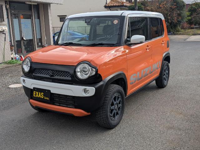 ハスラー Ｘターボ　ＨＫＳマフラー　ｍｏｍｏハンドル　社外メモリーナビ　ＴＶ　ＥＴＣ　スマートキー　ブレーキサポート　シートヒーター　　社外サス　社外ショック　アルミホイール　リアバンパー加工　ナンバー移設　タワーバー（9枚目）