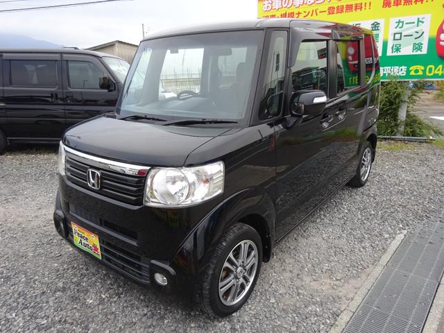 Ｎ－ＢＯＸ Ｇ・Ｌパッケージ　平成２６年式車検２年取得走行７５５００キロタイミングチェーンＣＶＴスマートキーオートエアコンパワステフル装備社外ＳＤナビワンセグＴＶＵＳＢ接続バックカメラ左側オートスライドフォグランプ純正アルミ（4枚目）