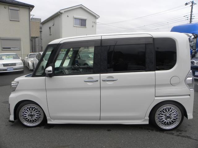 タント カスタムRS トップエディションSA ターボ車 ナビ ETC ドラレコ LEDヘッドライト オートライト フォグランプ オートエアコン キーレス プッシュスタート 両側電動パワスラ 社外車高調 社外16インチアルミホイール(8枚目)