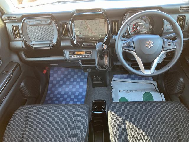 ハスラー ＨＹＢＲＩＤ　Ｘ　３型　全方位カメラ　ナビ　スズキコネクト　デモカー　衝突軽減システム　リヤパーキングセンサー　全方位モニター付ナビゲーション、シートヒーター、ＬＥＤヘッドランプ、インパネＣＶＴ、ステアリングスイッチ、クルーズコントロール、マイルドハイブリッド（4枚目）