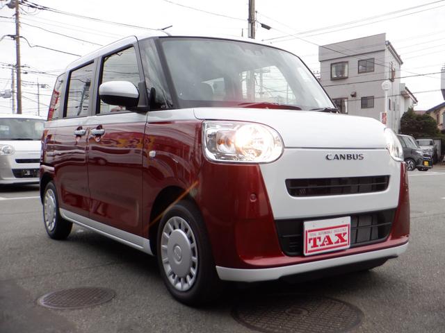 ムーヴキャンバス ストライプスＸ　ナビアップグレードパック　届出済未使用車　オートライト　バックカメラ　ＵＳＢ　ステアリングオーディオスイッチ　リアパーキングセンサー　オートエアコン　プッシュスタート　スマートキー　電動格納ミラー　左右電動スライドドア　禁煙車（7枚目）