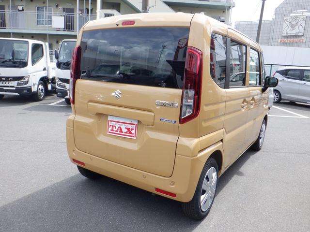 スペーシア ハイブリッドＧ　超目玉車　届出済未使用車　禁煙　アイドリングＳ　キーレススタートシステム　パーキングセンサー　横滑防止　イモビライザー　ＬＥＤライト　電動格納ミラー　Ｗエアバッグ　スマートキー　オートエアコン　フルフラット（4枚目）