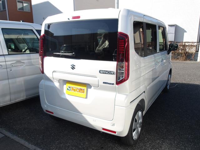 スペーシア ハイブリッドＸ　届出済未使用車　レーダーブレーキサポート　車線逸脱警告　アイドリングＳ　ＬＥＤヘッド　シートヒーター　盗難防止システム　フルフラット　エアコン　スマートキー　ＥＳＣ　ＡＢＳ　ベンチシート　エアバッグ（5枚目）