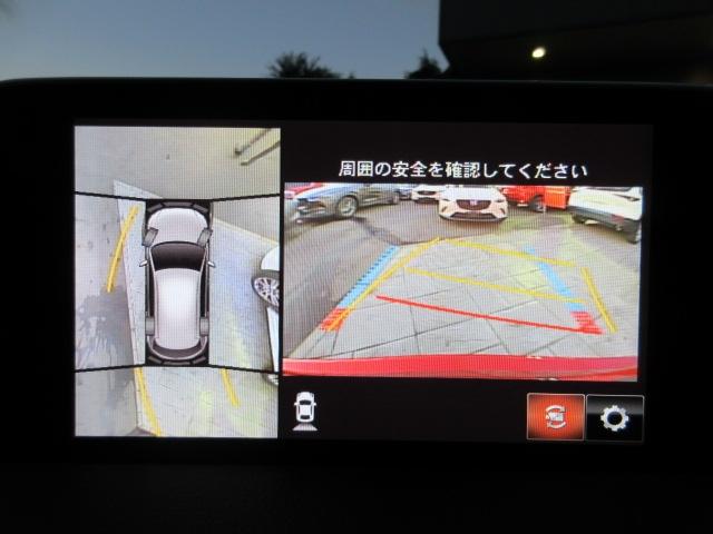 車両の前後左右に備えた敬４つのカメラを活用し、車両を上方から俯瞰したようなトップ映像のほか、前方・後方・左右両サイドの映像をセンターディスプレイに表示します。