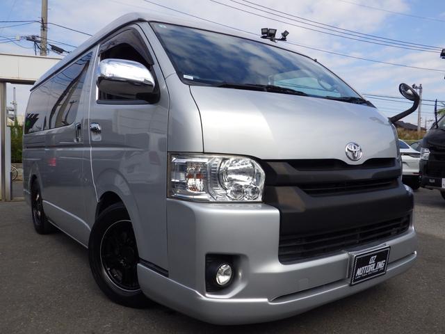 ハイエースバン ロングスーパーGL 4WD Bluetooth対応ナビ 玄武ローダウン 社外16インチアルミ ベッドキット センターテーブル 黒革調シートカバー 両側パワスラ 助手席エアバッグ 禁煙車 OBD診断済み 鑑定書付き(30枚目)