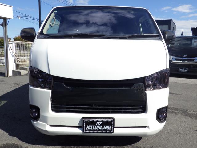 ハイエースバン スーパーGL ダークプライム Bluetooth対応ALPINEナビ/フリップダウンモニター ベッドキット バッドフェイス 玄武ローダウン エムテクノ減衰力調整式ショック MTS17インチアルミ OBD診断済み グー鑑定書付き(9枚目)