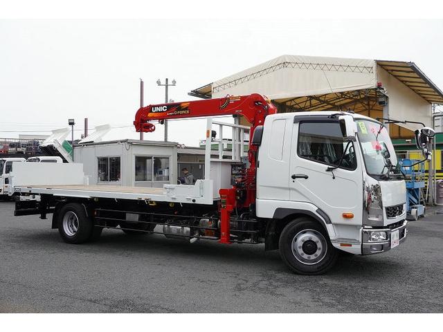 ファイター 増トン　４段クレーン　セーフティローダー　ウインチ　ラジコン　標準幅　ベッド付　積載６２００ｋｇ　古河ユニック製　２．９３ｔ吊　フックイン　差違いアウトリガー　５．８ｍ長　リア油圧ゲート　スタンション穴　床フック　ミラーヒーター　メッキ　６速ＭＴ（7枚目）