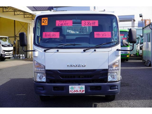 エルフトラック ワイド 強化 ローダーダンプ 3.8トン積 手動コボレーン 新明和製 一方開 積載3800kg ETC ダンプピン 壁面フック5対 坂道発進補助 キーレス 6速MT(4枚目)