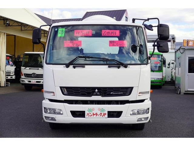 ファイター ミキサー車 カヤバ製 11.5トン積 ドラム容量9.8立米 大型 3軸 ベッド付 積載11500kg 電動ホッパーカバー 水タンク 自動洗浄 混合容量5.0立米 アルミホイール 坂道発進補助 ミラーヒーター ETC 6速MT(3枚目)