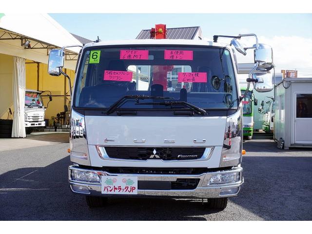 ファイター 増トン 5段セルフクレーン 7.2トン積 6m長 ラジコン ワイド ベッド付 積載7200kg 古河ユニック製 ハイジャッキ アユミ板掛け フックイン 2.93t吊 坂道発進補助 メッキ 衝突軽減ブレーキ 車線逸脱警報 回送 6速MT 重機運搬 ETC2.0(3枚目)