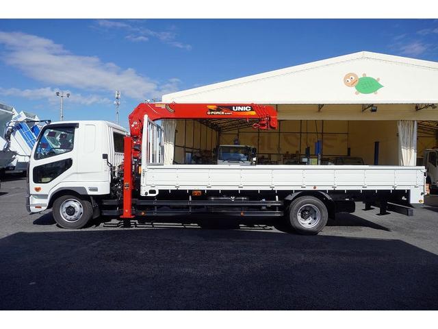 ファイター 増トン 5段セルフクレーン 7.2トン積 6m長 ラジコン ワイド ベッド付 積載7200kg 古河ユニック製 ハイジャッキ アユミ板掛け フックイン 2.93t吊 坂道発進補助 メッキ 衝突軽減ブレーキ 車線逸脱警報 回送 6速MT 重機運搬 ETC2.0(4枚目)