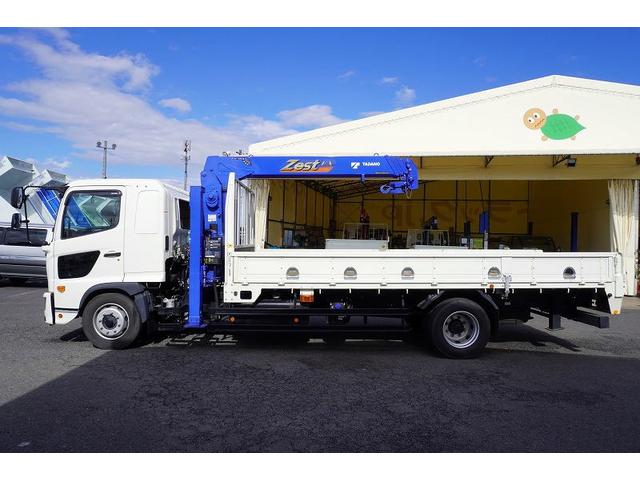 ヒノレンジャー 増トン ベッド付 4段セルフクレーン 7.4トン積 ラジコン 標準幅 積載7400kg タダノ製 ハイジャッキ アユミ板掛け フックイン 2.93t吊 差違いアウトリガー 5.4m長 セイコーラック ロープ穴5対 ETC2.0 6速MT 重機運搬 回送(5枚目)