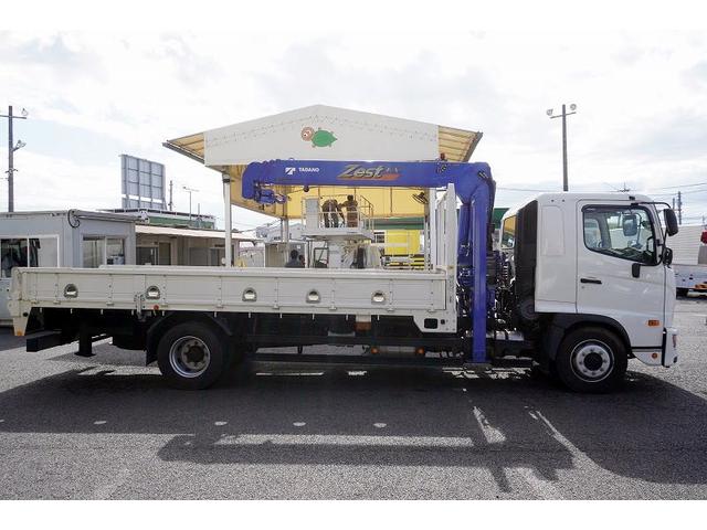 ヒノレンジャー 増トン ベッド付 4段セルフクレーン 7.4トン積 ラジコン 標準幅 積載7400kg タダノ製 ハイジャッキ アユミ板掛け フックイン 2.93t吊 差違いアウトリガー 5.4m長 セイコーラック ロープ穴5対 ETC2.0 6速MT 重機運搬 回送(8枚目)