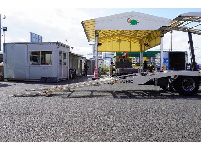 デュトロ キャリアカー 2台積 3.4トン積 ウインチ ラジコン 古河ユニック 積載3400kg 油圧リアゲート バックカメラ ETC ナビ フルセグ 左電格ミラー 坂道発進補助 電動パーキングブレーキ フォグランプ 衝突軽減ブレーキ 車線逸脱警報 6速MT 積載車(41枚目)