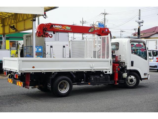 エルフトラック 標準ロング 4段クレーン 3トン積 ラジコン 2.93t吊 積載3000kg 古河ユニック製 フックイン セイコーラック 床フック3対 鳥居上部金網張り 左電格ミラー 坂道発進補助 ETC フォグランプ 6速MT(8枚目)