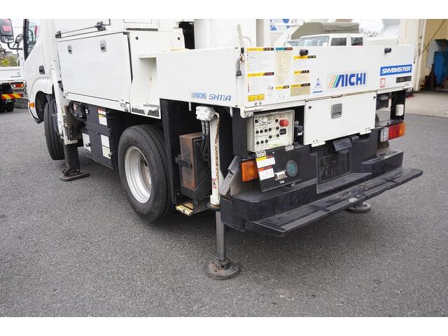 デュトロ 高所作業車 アイチ製 SH11A 最大地上高11m 5速MT FRPバケット 工具入れ ユニットアワー2048h サブバッテリー ブーム自動格納 ジャッキ自動張出 左電格ミラー 坂道発進補助 ETC フォグランプ 電動パーキングブレーキ 電気工事(43枚目)