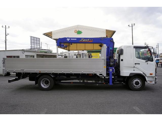 ファイター 増トン　ワイド　４段クレーン　アルミブロック　ラジコン　ベッド付　積載７４００ｋｇ　タダノ製　５．５ｍ長　フックイン　２．９３ｔ吊　差違いアウトリガー　落込フック５対　セイコーラック　坂道発進補助　メッキ　衝突軽減ブレーキ　車線逸脱警報　６速ＭＴ（5枚目）