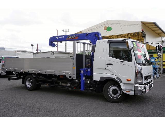 ファイター 増トン　ワイド　４段クレーン　アルミブロック　ラジコン　ベッド付　積載７４００ｋｇ　タダノ製　５．５ｍ長　フックイン　２．９３ｔ吊　差違いアウトリガー　落込フック５対　セイコーラック　坂道発進補助　メッキ　衝突軽減ブレーキ　車線逸脱警報　６速ＭＴ（8枚目）