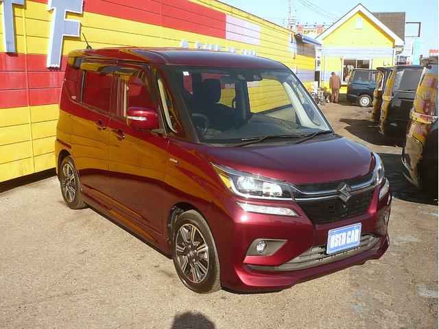 ソリオバンディット ハイブリッドＭＶ　社外メモリーナビ　ワンセグＴＶ　全方位カメラ　ＣＤ＆ＤＶＤ　ＵＳＢ　ＥＴＣ　スマートキー　Ｄ席Ｓヒーター　Ｐシフト　両側自動ドア　レーダークルコン　ＬＥＤライト　リアＣセンサー　衝突軽減　Ｉ－ＳＴＯＰ（3枚目）