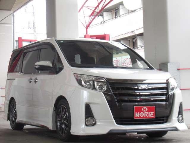 ノア Si ダブルバイビー 1オナALPINEナビSD録音フルセグS/BカメラETC両側電動ドア革巻ステア PCS/LDA/AHB付LED フォグI-STOP クルコン A格納ウインカミラー TRDエアロTANABEサス純正AW(67枚目)