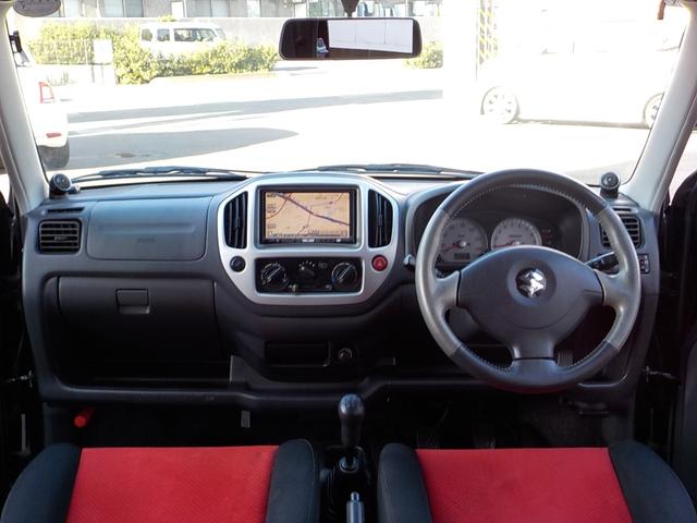 Keiワークス ベースグレード 5速マニュアル 4WD ターボ 社外HDDナビ シートヒーター 純正レカロシート 純正アルミ 純正エアロ ルーフスポイラー ワンセグTV 革巻きステア フォグライト ドアバイザー キーレス 電格ミラー(19枚目)