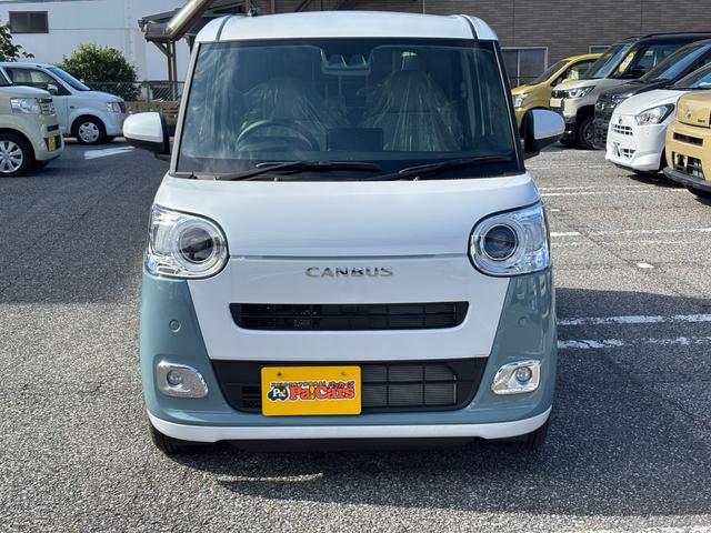 ムーヴキャンバス ストライプスＧ　届出済未使用車　両側電動スライドドア　衝突被害軽減ブレーキ　車線逸脱警報　横滑防止装置　コーナーセンサー　バックカメラ　ＬＥＤヘッドランプ＆フォグランプ　シートヒーター　スマートキープッシュスタート（6枚目）