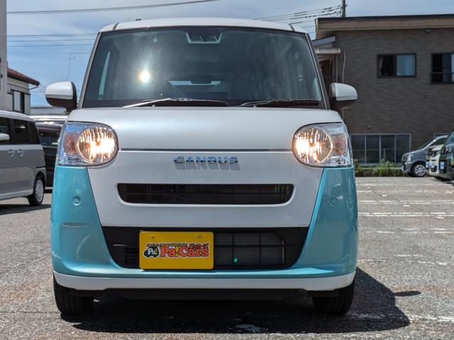ムーヴキャンバス 届出済未使用車 オートライト バックカメラ USB ステアリングオーディオスイッチ リアパーキングセンサー オートエアコン プッシュスタート スマートキー 電動格納ミラー 左右電動スライドドア(7枚目)
