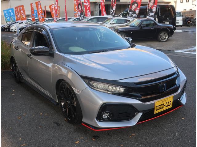 シビック ハッチバック ホンダセンシング 6速MT 無限フルバケシート 無限テール APEXiマフラー リアスポイラー ブリッツエアクリ クスコタワーバー ローダウン ナビ 地デジ バックカメラ Bluetooth 記録簿 クルコン(10枚目)