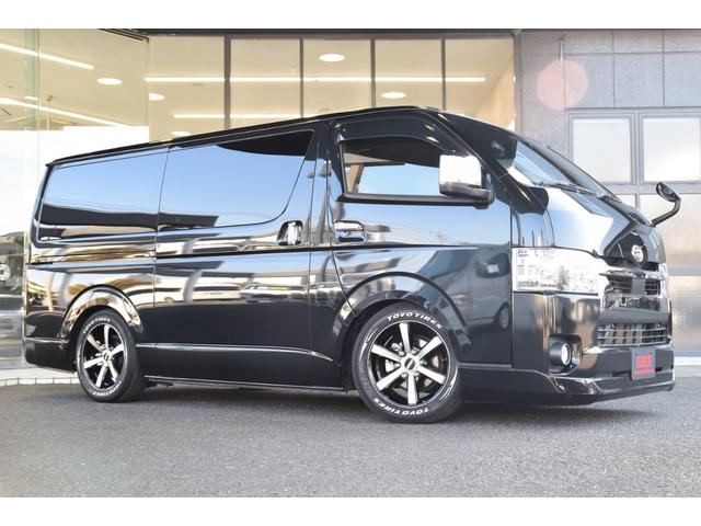 ハイエースバン スーパーGL ダークプライムII ローダウン ベッドキット 車中泊 フロントスポイラー ESSEX17インチアルミ フローティングナビ 10.1型後席モニター LEDヘッドライト LEDテールランプ バックカメラ付き防眩ミラー(11枚目)