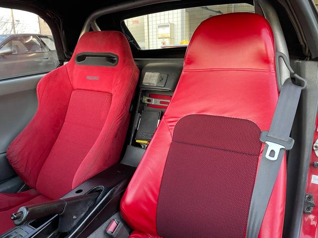 ビート ベースグレード 5速MT カロッツェリアナビ CD DVD ETC カロッツェリアスピーカー 運転席RECAROセミバケットシート 社外ステアリング 社外車高調 レーシングスパルコ13インチアルミホイール(13枚目)