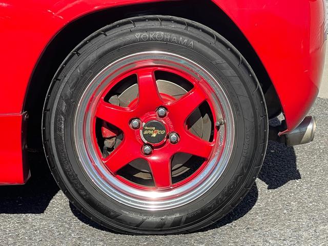 ビート ベースグレード 5速MT カロッツェリアナビ CD DVD ETC カロッツェリアスピーカー 運転席RECAROセミバケットシート 社外ステアリング 社外車高調 レーシングスパルコ13インチアルミホイール(56枚目)