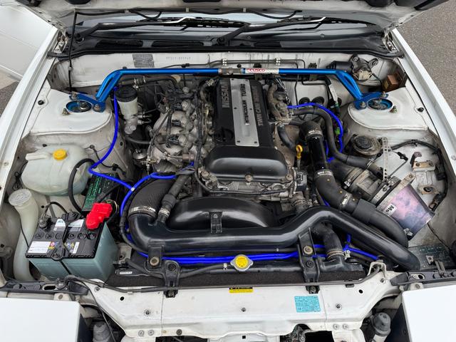 １８０ＳＸ タイプＸ　ＣＵＳＣＯ車高調　ＣＵＳＣＯタワーバー　Ｍｓエアクリーナー　フジツボマフラー　ＡＰＥＸブースト計　ＫＥＮＷＯＯＤオーディオ（3枚目）