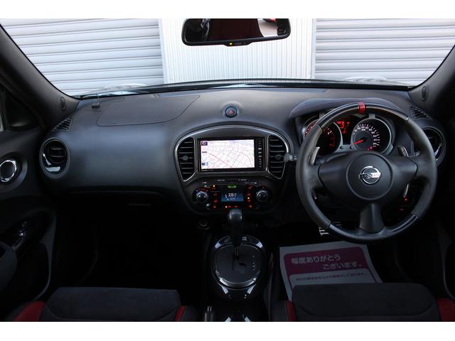 ジューク ニスモ RS RS専用サスペンション/フロントブレーキローター/リヤベンチレーテッドディスクブレーキ/赤塗装ブレーキキャリパー ニスモ専用レカロシート 社外ナビ フルセグTV ETC 全周囲カメラ(5枚目)