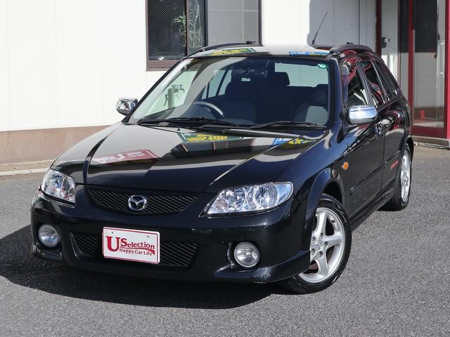 ファミリアＳ－ワゴン スポルト２０　ＤＶＤナビ　ＣＤＭＤ再生　ＥＴＣ　キーレス　純正ナルディステア　エアロ　リアスポイラー　ドアバイザー　純正１６インチアルミ　フロントフォグランプ　ディーラー整備記録簿　ワンオーナー（5枚目）