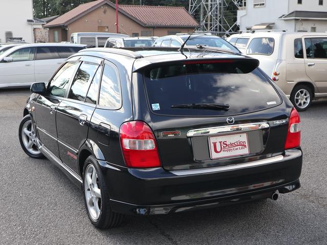 ファミリアＳ－ワゴン スポルト２０　ＤＶＤナビ　ＣＤＭＤ再生　ＥＴＣ　キーレス　純正ナルディステア　エアロ　リアスポイラー　ドアバイザー　純正１６インチアルミ　フロントフォグランプ　ディーラー整備記録簿　ワンオーナー（8枚目）