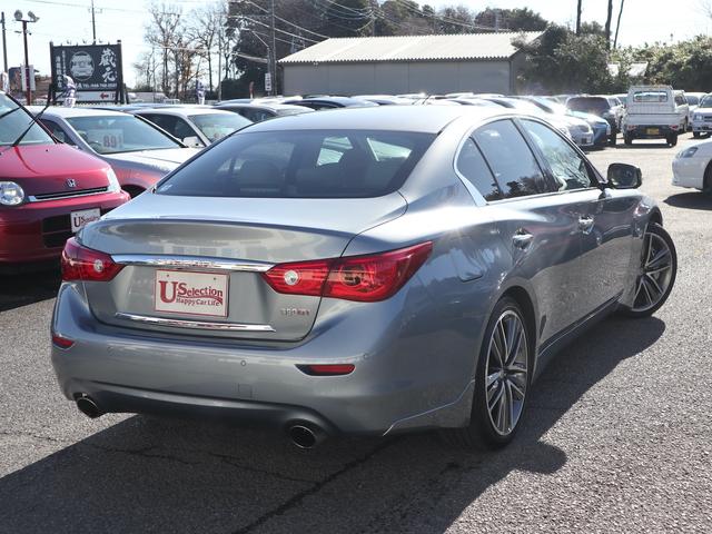 スカイライン 350GT ハイブリッド タイプSP HAGANEブルー ベージュ革内装 本木目パネル アンビエントライト パドルシフト 衝突防止支援 純正ナビ BT/TV再生 全方位カメラ ETC LEDライト 純正19インチアルミ 25年製タイヤ(7枚目)