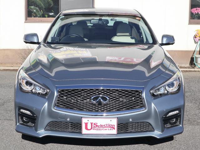 スカイライン 350GT ハイブリッド タイプSP HAGANEブルー ベージュ革内装 本木目パネル アンビエントライト パドルシフト 衝突防止支援 純正ナビ BT/TV再生 全方位カメラ ETC LEDライト 純正19インチアルミ 25年製タイヤ(50枚目)