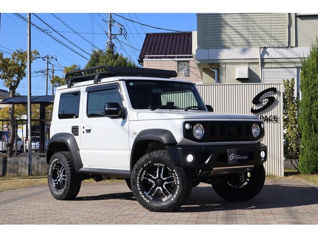 ジムニーシエラ ＪＣ　ＪＡＯＳスポーツカウル　スキッドプレート　丸型ＬＥＤテール　ＢＡＴＴＬＥＺマフラー　ＭＫＷ１６インチＡＷ　ＯＰＥＮＣＯＵＮＴＲＹ．Ｒ／Ｔタイヤ　ＣＡＮＵＳリフトアップ車高調　　ルーフラック　リアラダー（3枚目）