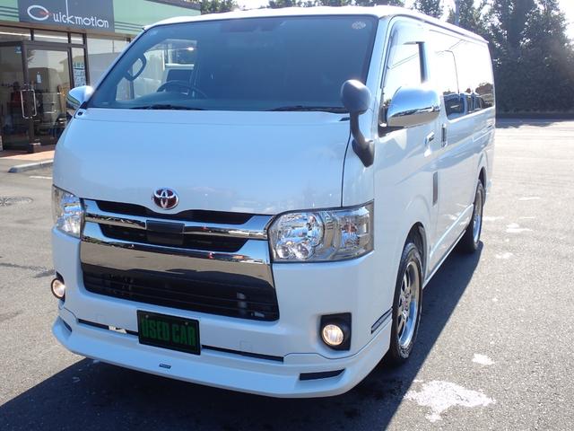 ハイエースバン スーパーGL ダークプライムII 記録簿 モデリスタエアロ ナビ 地デジ 純正LEDヘッドライト Bluetooth デジタルインナーミラー スマートキー 社外17アルミ ホワイトレター AC100V ETC 衝突軽減 横滑り防止(39枚目)