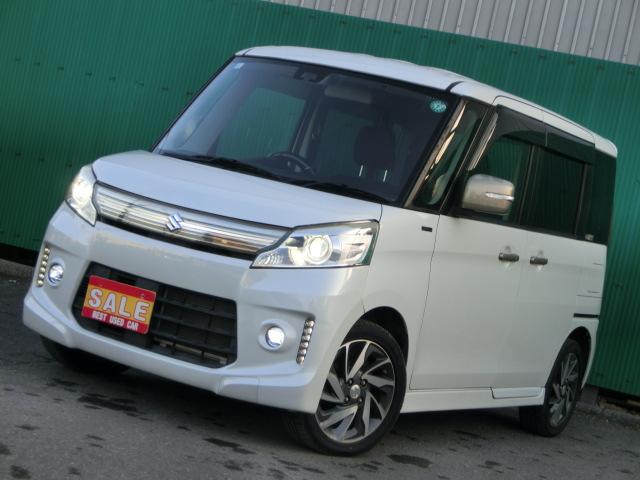 スペーシアカスタム Jスタイル 両側電動スライドドア ナビ TV バックカメラ 衝突軽減 スマートキー HID 純正AW ETC サンシェード シートヒーター(7枚目)