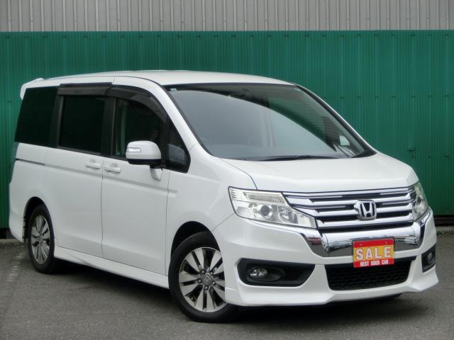 ステップワゴンスパーダ パワーエディション　後期　両側電動スライドドア　純正ナビ　テレビ　ＤＶＤ　フリップダウンモニター　キーレス　ＨＩＤ　フォグランプ　プライバシーガラス　ドアバイザー　純正ＡＷ（6枚目）