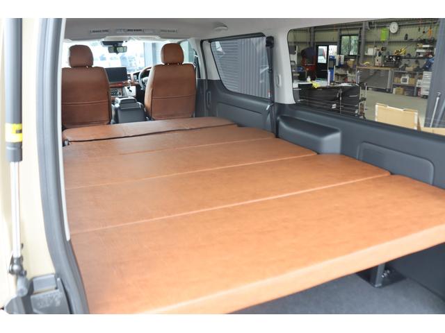 ハイエースバン ロングスーパーGL アースカラーパッケージ ベージュ ガソリン2WD 角目フェイス クラシックテール カリフォルニア16インチAW ナスカータイヤ アルパインナビ 茶木目インパネ ベッドキット シートカバー ETCPVM(45枚目)