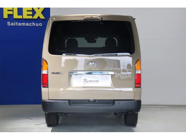 ハイエースバン ロングスーパーGL アースカラーパッケージ ベージュ ガソリン2WD 角目フェイス クラシックテール カリフォルニア16インチAW ナスカータイヤ アルパインナビ 茶木目インパネ ベッドキット シートカバー ETCPVM(77枚目)