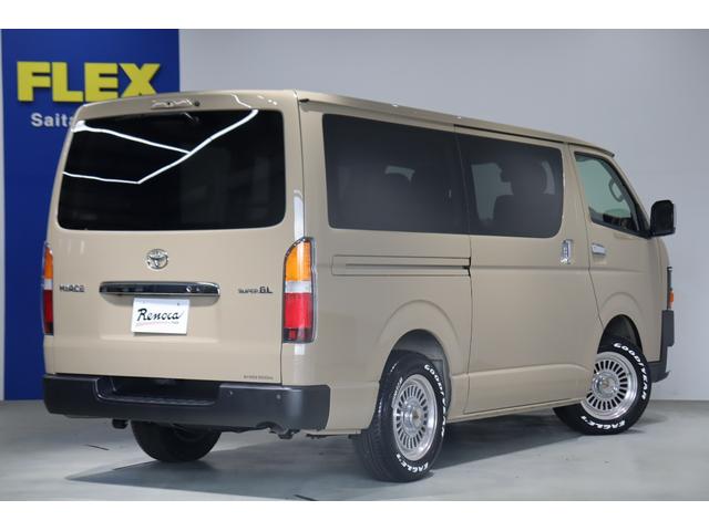 ハイエースバン ロングスーパーGL アースカラーパッケージ ベージュ ガソリン2WD 角目フェイス クラシックテール カリフォルニア16インチAW ナスカータイヤ アルパインナビ 茶木目インパネ ベッドキット シートカバー ETCPVM(78枚目)