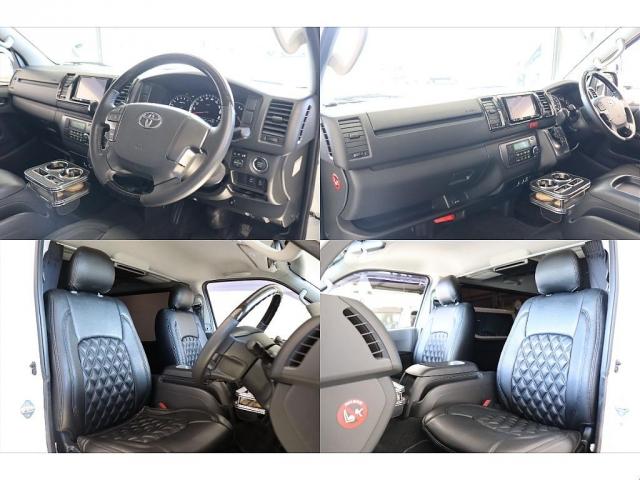 ハイエースバン スーパーＧＬ　ダークプライム　両側自動ドア　ベットキット　フルセグナビ／フリップダウンモニター　ローダウン　新品１７インチＡＷ／ナスカータイヤ　シートカバー　ＬＥＤヘッドライト　プッシュスタート／スマートキー　ステアリングスイッチ（6枚目）