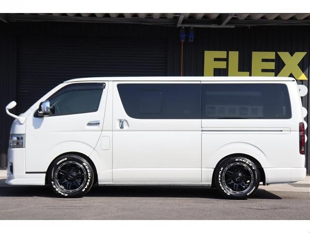 ハイエースバン スーパーGL ダークプライムII ダークプライムII ディーゼル2WD DELF04/17インチAW ナスカータイヤ アルティメットテール フロントエアロ オーバーフェンダー ローダウン アルパインナビ ETC PVM デジタルミラー(12枚目)